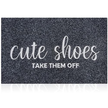 AOAOPQ Front Door Indoor Outdoor Entrance Doormat Grey Rubber Welcome Door Mat Cute Shoes Take Them ...