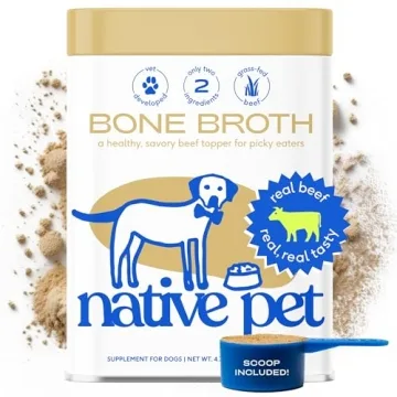 Native Pet Bone Broth for Dogs & Cats 4.75oz - Dog Bone Broth Powder - Dog Food Toppers for Picky Ea...