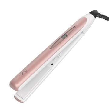 VAV Professional Hair Iron 2IN1 Hair Straightener & Curling Iron,284℉-446℉ Temperature Adjustment, Auto Shut-Off（Pink）