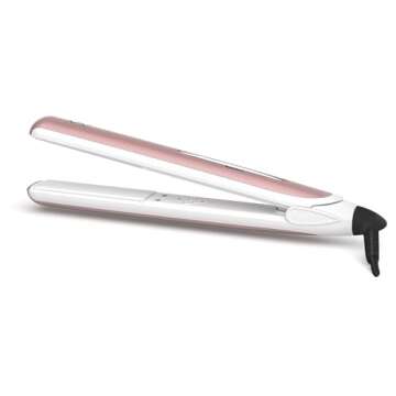 VAV Professional Hair Iron 2IN1 Hair Straightener & Curling Iron,284℉-446℉ Temperature Adjustment, Auto Shut-Off（Pink）