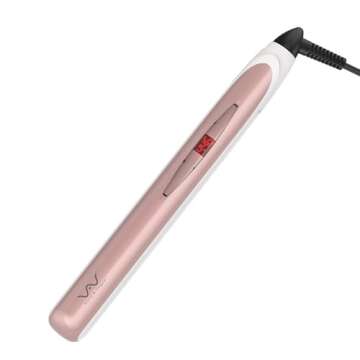 VAV Professional Hair Iron 2IN1 Hair Straightener & Curling Iron,284℉-446℉ Temperature Adjustment, Auto Shut-Off（Pink）