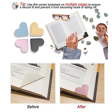 Cute Heart-Shaped Faux Leather Bookmarks – 6 Pack