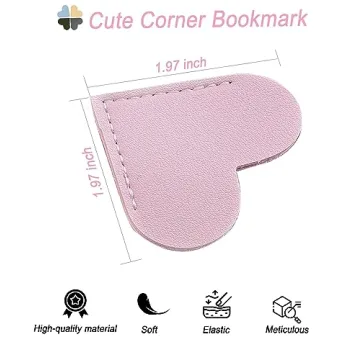 Cute Heart-Shaped Faux Leather Bookmarks – 6 Pack