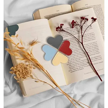 Cute Heart-Shaped Faux Leather Bookmarks – 6 Pack