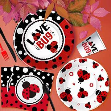 Xigejob Ladybug Birthday Party Supplies - Ladybug Party Decorations Tableware For Girls Birthday, Dinner Plate, Dessert Plate, Cup, Napkin, Lady Bug Theme Baby Shower Decorations Dinnerware | Serve 24