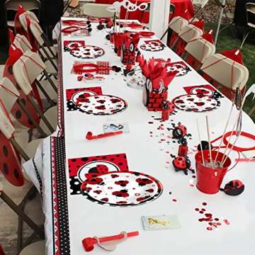 Xigejob Ladybug Birthday Party Supplies - Ladybug Party Decorations Tableware For Girls Birthday, Dinner Plate, Dessert Plate, Cup, Napkin, Lady Bug Theme Baby Shower Decorations Dinnerware | Serve 24