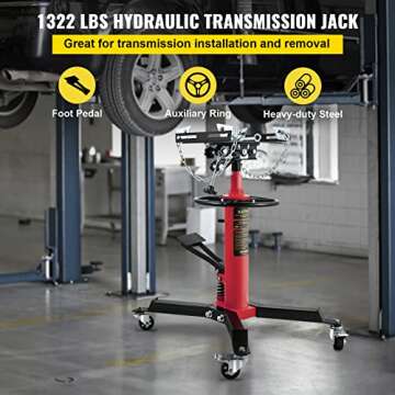 VEVOR Transmission Jack,3/5 Ton/1322 lbs Capacity Hydraulic Telescopic Transmission Jack, 2-Stage Tr...