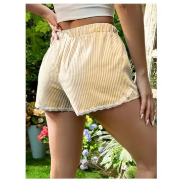 Milumia Women's Casual Summer Shorts with Lace Trim