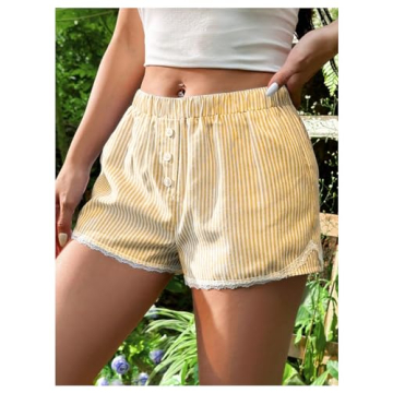 Milumia Women's Casual Summer Shorts with Lace Trim