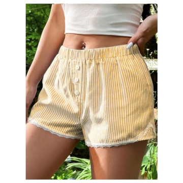 Milumia Women's Casual Summer Shorts with Lace Trim
