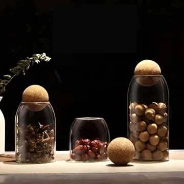 UPKOCH Decorative Glass Jars with Cork Ball Lids
