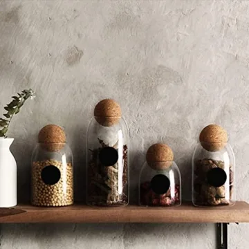 UPKOCH Decorative Glass Jars with Cork Ball Lids