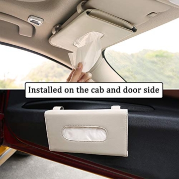Premium Leather Car Tissue Holder Sun Visor Organizer