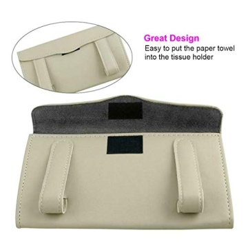 Premium Leather Car Tissue Holder Sun Visor Organizer
