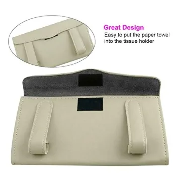 Premium Leather Car Tissue Holder Sun Visor Organizer