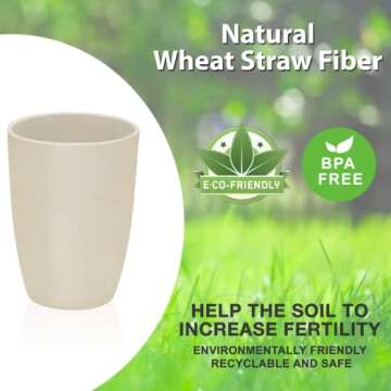 Mfacoy Wheat Straw Cups Set of 6, 12 oz Unbreakable Drinking Cups, Reusable Cups, Stackable Tumbler ...