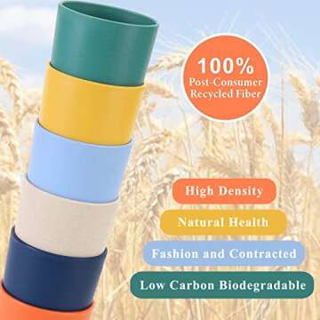 Mfacoy Wheat Straw Cups Set of 6, 12 oz Unbreakable Drinking Cups, Reusable Cups, Stackable Tumbler Cups, Colourful Water Cup Set for Kitchen, BPA Free, Dishwasher & Microwave Safe, Cups with 6 Colors