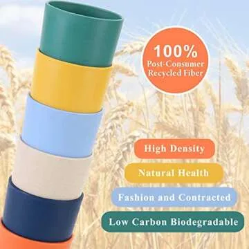 Mfacoy Wheat Straw Cups Set of 6, 12 oz Unbreakable Drinking Cups, Reusable Cups, Stackable Tumbler Cups, Colourful Water Cup Set for Kitchen, BPA Free, Dishwasher & Microwave Safe, Cups with 6 Colors