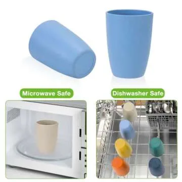 Mfacoy Wheat Straw Cups Set of 6, 12 oz Unbreakable Drinking Cups, Reusable Cups, Stackable Tumbler Cups, Colourful Water Cup Set for Kitchen, BPA Free, Dishwasher & Microwave Safe, Cups with 6 Colors