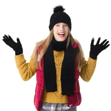 Suhine 8 Pcs Winter Set - Beanies Gloves Scarves for Women