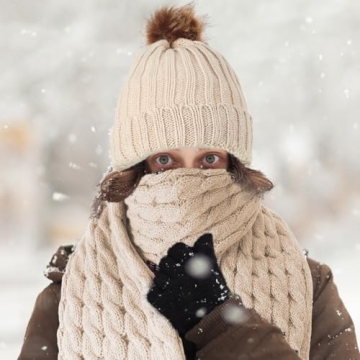 Suhine 8 Pcs Winter Set - Beanies Gloves Scarves for Women