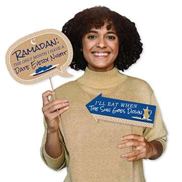 Big Dot of Happiness Funny Ramadan - Eid Mubarak Photo Booth Props Kit - 10 Piece