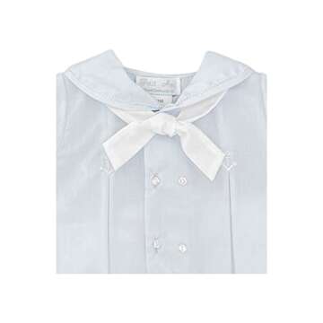 Petit Ami Baby Boys' Sailor Romper with Embroidered Anchors