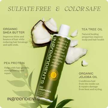 Ingreendients Tea Tree Hair Conditioner - Organic, Sulfate-Free, Color-Safe, Silicone-Free, Cruelty-...