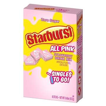 SINGLES TO GO! Starburst Variety pack 5 box, 5 flavor (Raspberry, Cherry, Fruit Punch, Strawberry an...