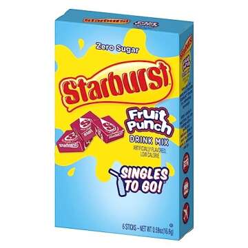 SINGLES TO GO! Starburst Variety pack 5 box, 5 flavor (Raspberry, Cherry, Fruit Punch, Strawberry and Lemon)