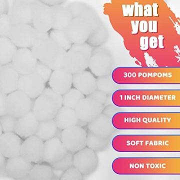 Caydo 300 Craft Pom Poms with Wiggly Eyes for DIY Fun