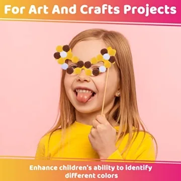 Caydo 300 Craft Pom Poms with Wiggly Eyes for DIY Fun