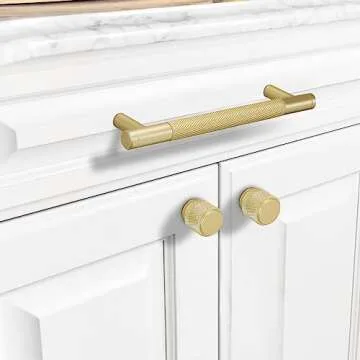 BUKOBYHE 10 Pack 3Inch Brushed Brass Cabinet Handles