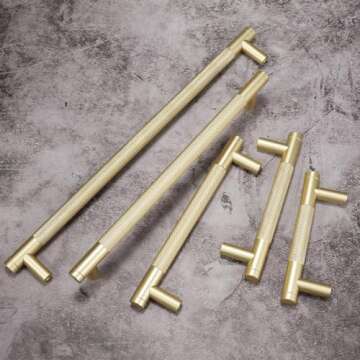 BUKOBYHE 10 Pack 3Inch Brushed Brass Cabinet Handles