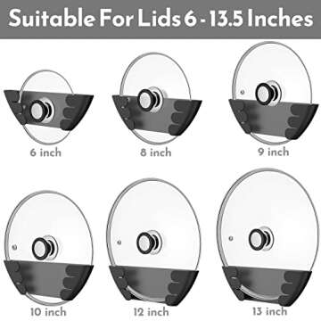 Universal Pot Lid Organizer for Cabinet - Upgraded Patented Niceyos 6 Pack Pan Lids Organizers Insid...