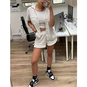 Comfortable SAFRISIOR Women Loungewear Cardigan and Shorts