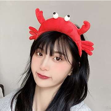 Fxaelian Cute Red Crab Hairband for Parties & Costumes