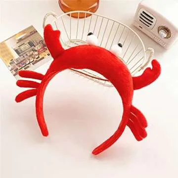 Fxaelian Cute Red Crab Hairband for Parties & Costumes