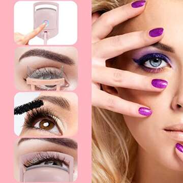 HUAKARAD Heated Eyelash Curler with Comb, USB Rechargeable Electric Eyelash Curler, Warm Eyelash Curler,2 Heating Modes Eyelash Curlers Heated Quick Natural, Long Lasting