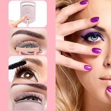 HUAKARAD Heated Eyelash Curler with Comb, USB Rechargeable Electric Eyelash Curler, Warm Eyelash Curler,2 Heating Modes Eyelash Curlers Heated Quick Natural, Long Lasting