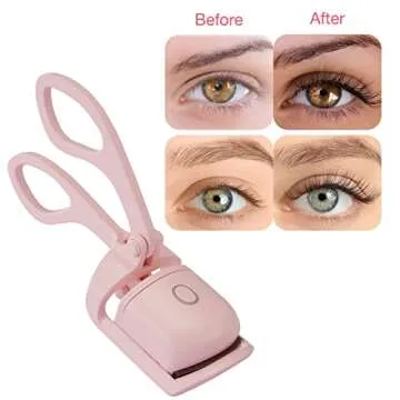 HUAKARAD Heated Eyelash Curler with Comb, USB Rechargeable Electric Eyelash Curler, Warm Eyelash Curler,2 Heating Modes Eyelash Curlers Heated Quick Natural, Long Lasting