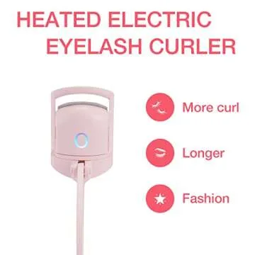 HUAKARAD Heated Eyelash Curler with Comb, USB Rechargeable Electric Eyelash Curler, Warm Eyelash Curler,2 Heating Modes Eyelash Curlers Heated Quick Natural, Long Lasting
