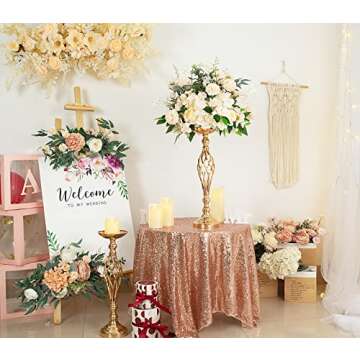 2 Pcs Wedding Centerpieces for Reception Tables, Twist Candleholders Stands Ornaments, Metal Centerp...