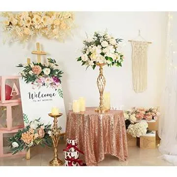 2 Pcs Wedding Centerpieces for Reception Tables, Twist Candleholders Stands Ornaments, Metal Centerp...