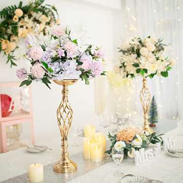 Elegant Wedding Centerpieces, Metal Flower Vases - 2 Pcs