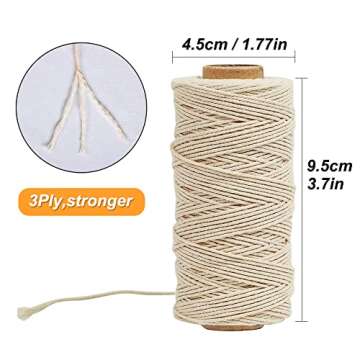 Tenn Well Butchers Cooking Twine, 328 Feet 3Ply 1mm Cotton Bakers Twine, Food Safe Kitchen String for Roasting, Trussing Meat and Turkey, Food Prep, Baking and More