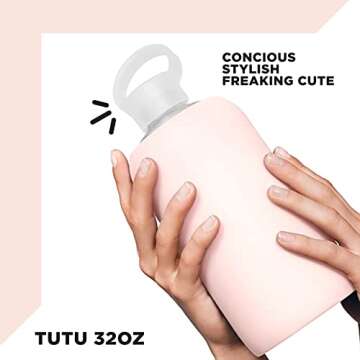 bkr Big Smooth - 1L Reusable Glass Water Bottle - Leakproof & Stylish