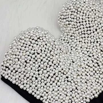 ELLACCI Sexy Pearls Beaded Rhinestone Bustier Crop Top Push up Corset Top with Detachable Straps Black Medium