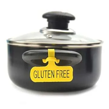Gluten Free Silicone Labels for Kitchen. Set of 4 Tags for Pans and 2 Tags for Pots. Kitchen Storage and Organization Accessories. Yellow