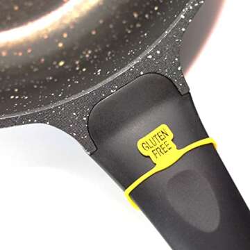 Gluten Free Silicone Labels for Kitchen. Set of 4 Tags for Pans and 2 Tags for Pots. Kitchen Storage and Organization Accessories. Yellow